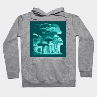 Psychedelic Teal Mushroom World Hoodie